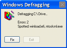 Defragging Error